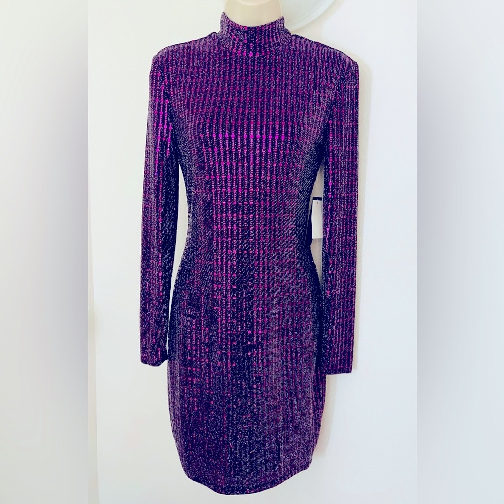 City Vibe brand new with tags Purple open back sequined embellished dress in sm